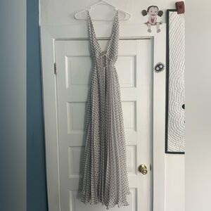 RARE Reformation Pleated Polka Dot Wrap Maxi Dress